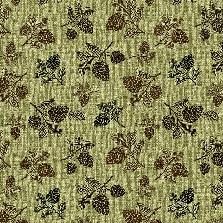 Benartex Burlap Woods Burlap Pine Quilting Cotton Fabric- Sea Grass