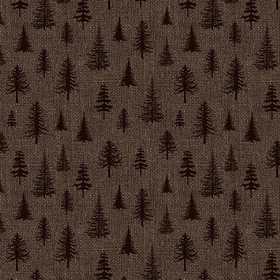 Benartex Burlap Woods Burlap Trees Quilting Cotton Fabric- Espresso
