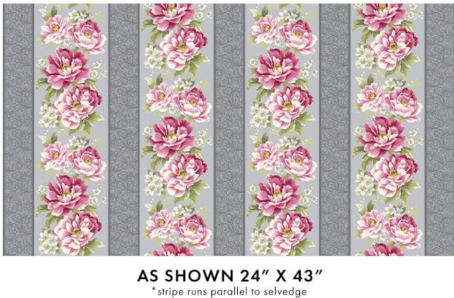 Benartex Camellia Stripe Quilting Cotton Fabric- Grey