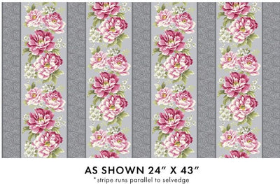 Benartex Camellia Stripe Quilting Cotton Fabric- Grey