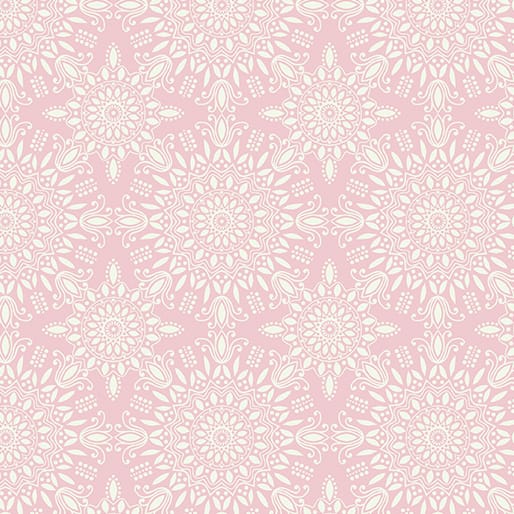Benartex Camellia Medallion Burst Quilting Cotton Fabric- Light Pink