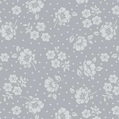 Benartex Camellia Floral Dot Toss Quilting Cotton Fabric- Grey