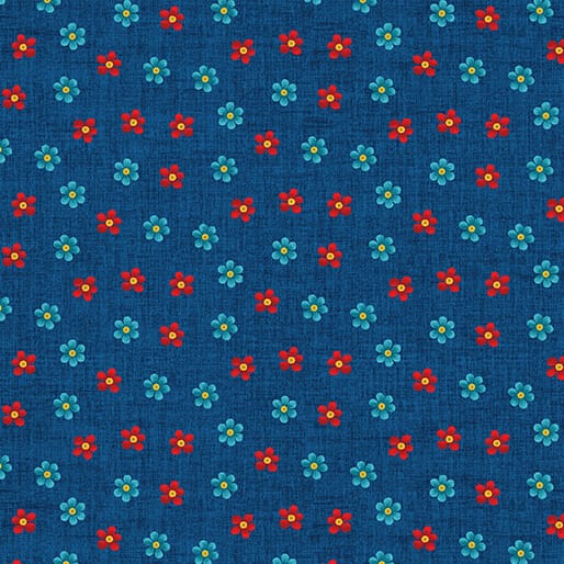 Benartex Something To Crow About Petal Flower Quilting Cotton Fabric- Dark Blue