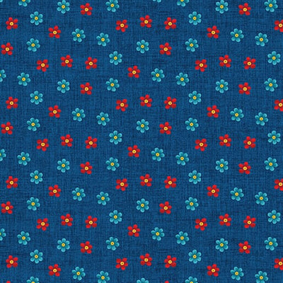 Benartex Something To Crow About Petal Flower Quilting Cotton Fabric- Dark Blue