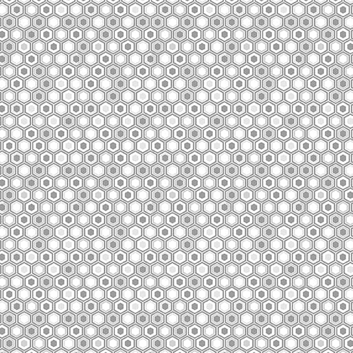Benartex Stitch Garden Tonal Hexy Quilting Cotton Fabric- Grey