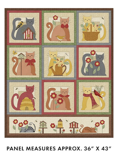 Benartex Wooly Cats Panel Quilting Cotton Fabric- Multi