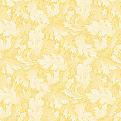16328-03 Benartex All About Daisies Twirling Leaves Quilting Cotton Fabric- Light Yellow