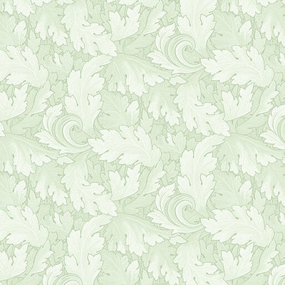 Benartex All About Daisies Twirling Leaves Quilting Cotton Fabric- Light Green