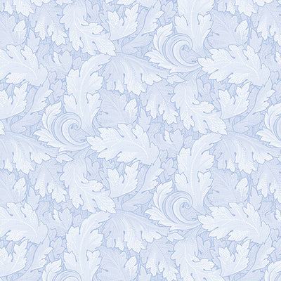 Benartex All About Daisies Twirling Leaves Quilting Cotton Fabric- Light Blue