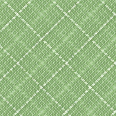 Benartex All About Daisies Tartan Plaid Quilting Cotton Fabric- Leaf