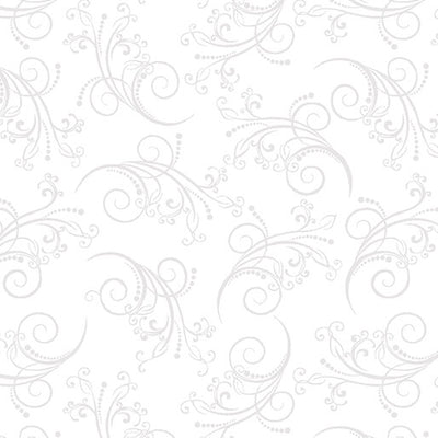 Benartex All About Daisies Dancing Scroll Quilting Cotton Fabric- White on White