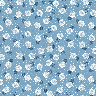 16352-55 Benartex Color It Sunshine Zinnia Quilting Cotton Fabric- Blue