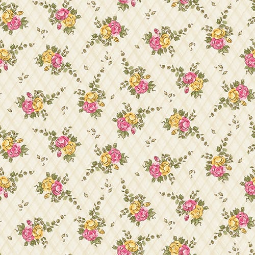 Henry Glass Young of the Year Small Floral Quilting Cotton Fabric- Cream