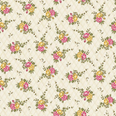 Henry Glass Young of the Year Small Floral Quilting Cotton Fabric- Cream