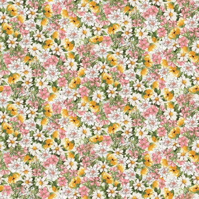Henry Glass Young of the Year Packed Floral Quilting Cotton Fabric- Butter