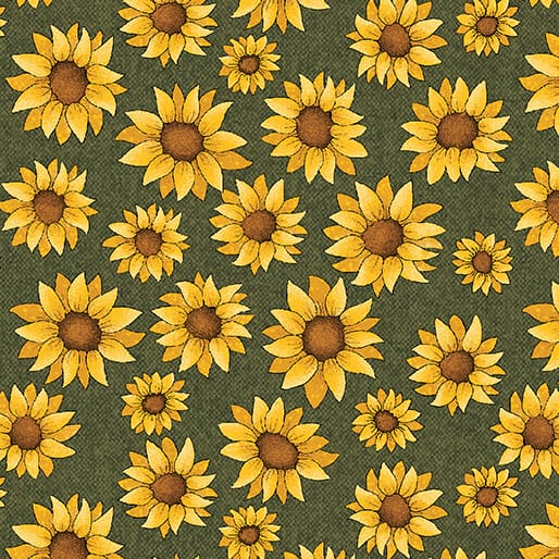 Benartex Sunflower Days Sunflower Days Quilting Cotton Fabric- Leaf