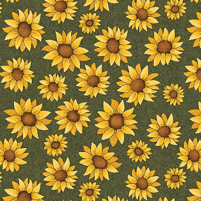 Benartex Sunflower Days Sunflower Days Quilting Cotton Fabric- Leaf