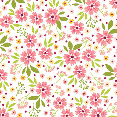 Benartex Among the Wildflowers Poppies Quilting Cotton Fabric- Coral