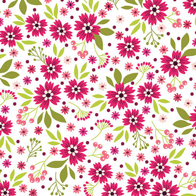 Benartex Among the Wildflowers Poppies Quilting Cotton Fabric- Berry