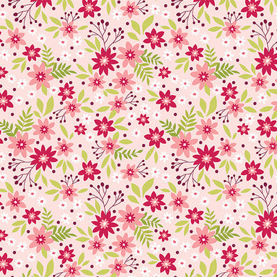 Benartex Among the Wildflowers Primrose Quilting Cotton Fabric- Coral