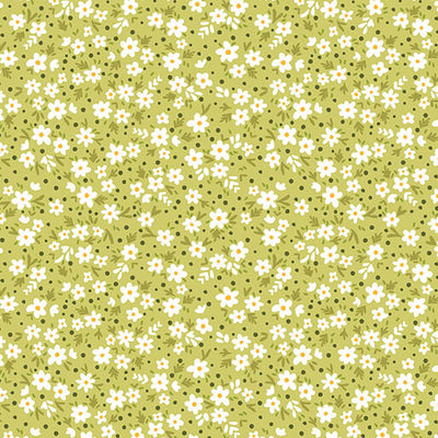 Benartex Among the Wildflowers Paperwhites Quilting Cotton Fabric- Green
