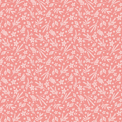 Benartex Among the Wildflowers Sketch Book Quilting Cotton Fabric- Coral