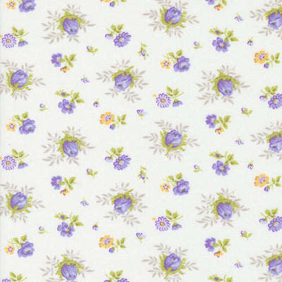 Moda Georgia Medium Floral Quilting Cotton Fabric- Off White