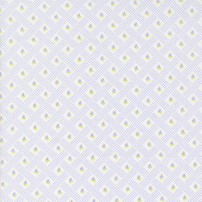 Moda Georgia Diagonal Floral Quilting Cotton Fabric- Off White Lavender
