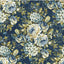 In the Beginning Carpet Bag Romance Bouquet Quilting Cotton Fabric- Blue