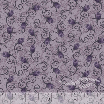 Plum Climbing Rosebuds Poly Cotton Fabric