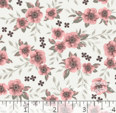 Salmon Flowers Poly Cotton Fabric