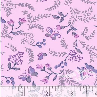 Pink Lavender Butterflies Poly Cotton Fabric