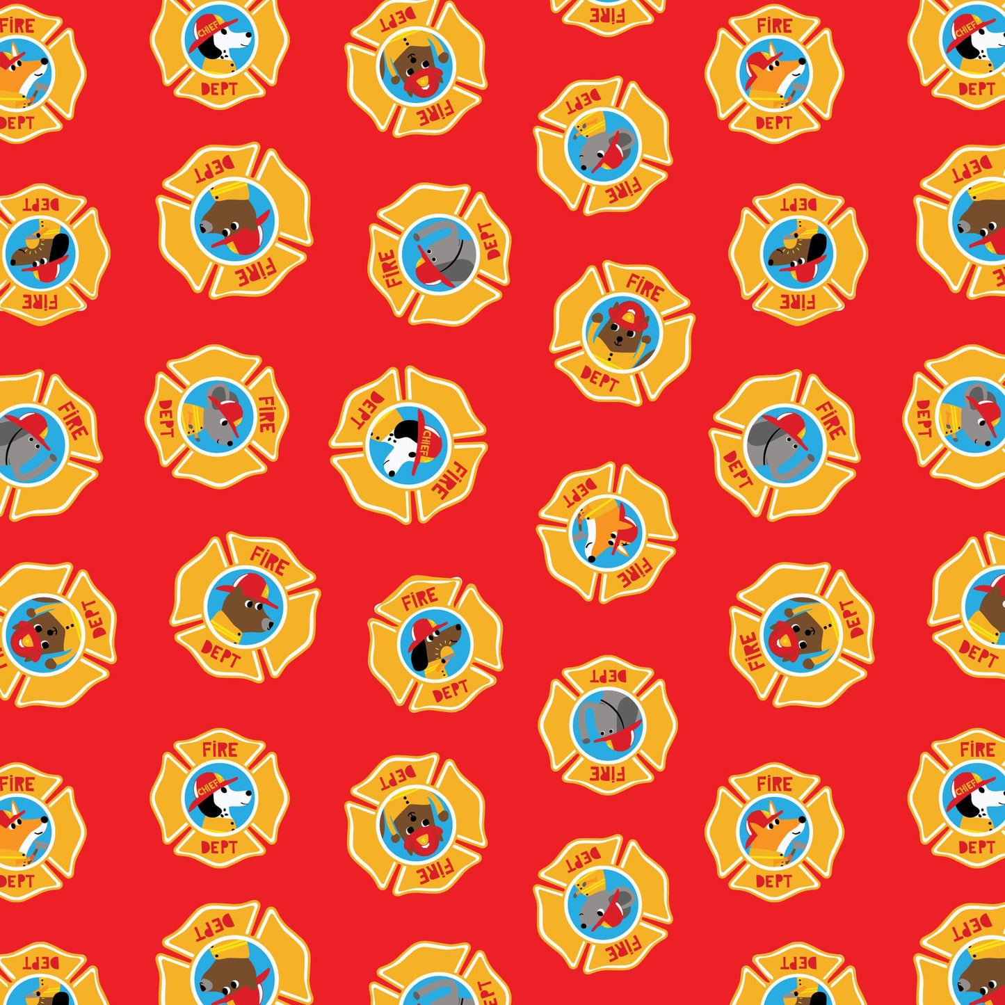 Organic Cloud 9 Fabrics Fire Fire Fire Badge of Honor Organic Quilting Cotton Fabric