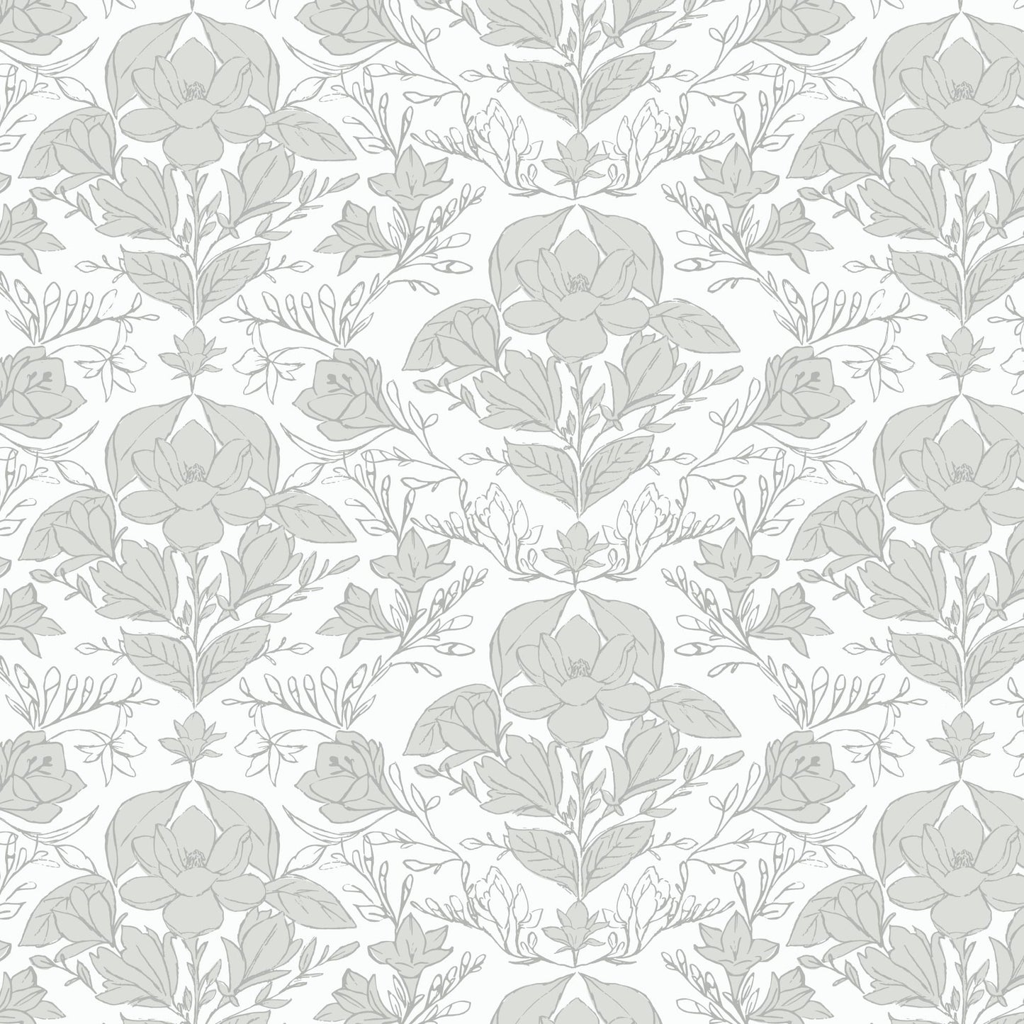 Organic Cloud 9 Fabrics Gentle Whispers Magnolia Reverie Organic Quilting Cotton Fabric- White/Gray