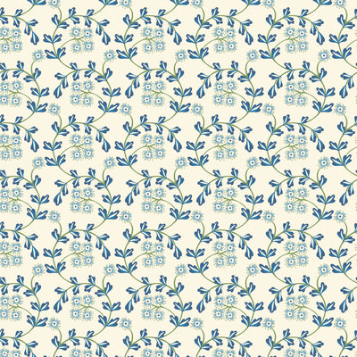 Organic Cloud 9 Fabrics Summer Garden Flowering Lace Organic Quilting Cotton Fabric- Blue