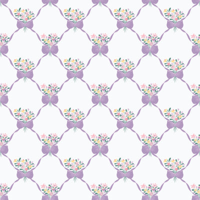 Organic Cloud 9 Fabrics Bunny Blossoms Bouquets & Bows Organic Quilting Cotton Fabric- Purple/Multi