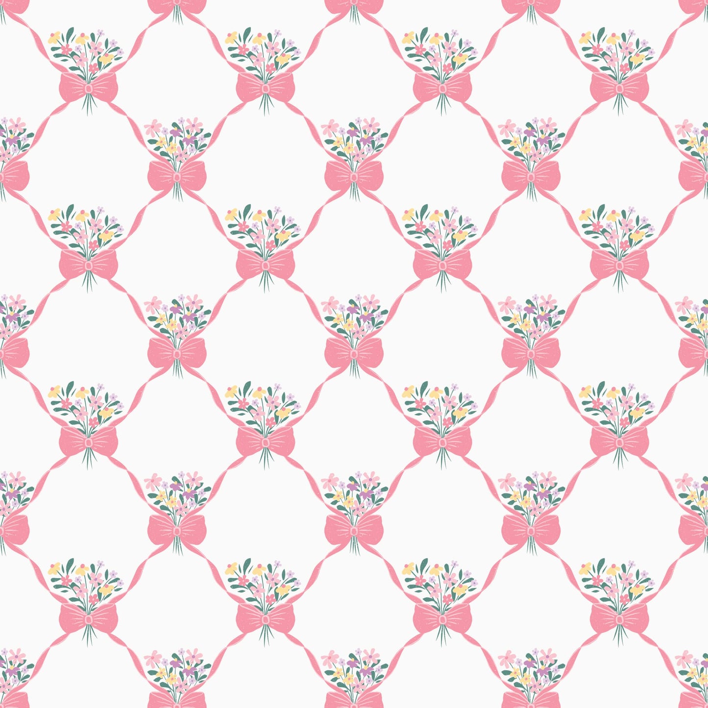 Organic Cloud 9 Fabrics Bunny Blossoms Bouquets & Bows Organic Quilting Cotton Fabric- Pink/Multi
