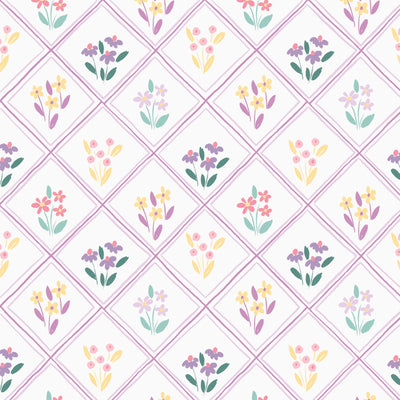 Organic Cloud 9 Fabrics Bunny Blossoms Floral Diamonds Organic Quilting Cotton Fabric