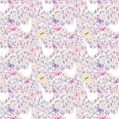 Organic Cloud 9 Fabrics Bunny Blossoms Geese and Butterflies Organic Quilting Cotton Fabric- Pink/Multi