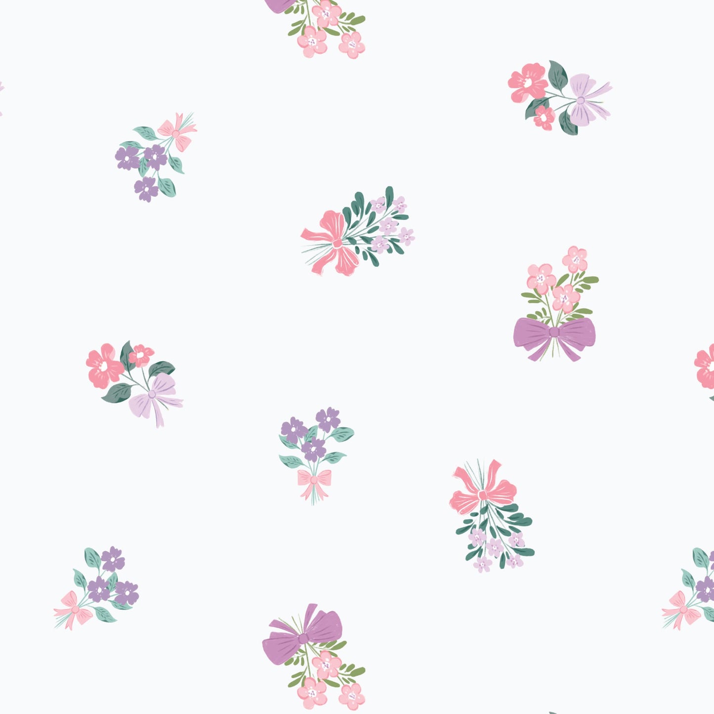 Organic Cloud 9 Fabrics Bunny Blossoms Tossed Bouquets Organic Quilting Cotton Fabric