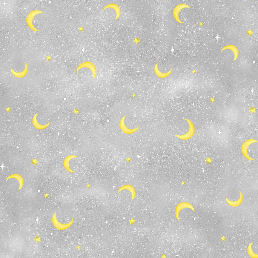 Timeless Treasures Minky Softie Moon & Star Polyester Minky Fabric- Grey