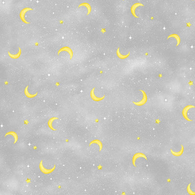 Timeless Treasures Minky Softie Moon & Star Polyester Minky Fabric- Grey