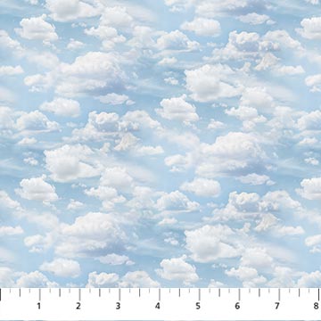 Northcott Naturescapes Basics Clouds Quilting Cotton Fabric- Light Blue