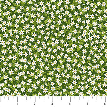 Northcott Bear's Den Flowers Quilting Cotton Fabric- Light Green