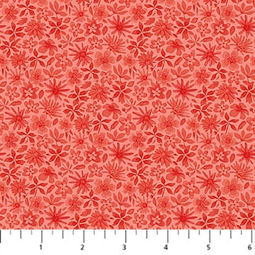 Northcott Hide and Seek Floral Blender Quilting Cotton Fabric- Red
