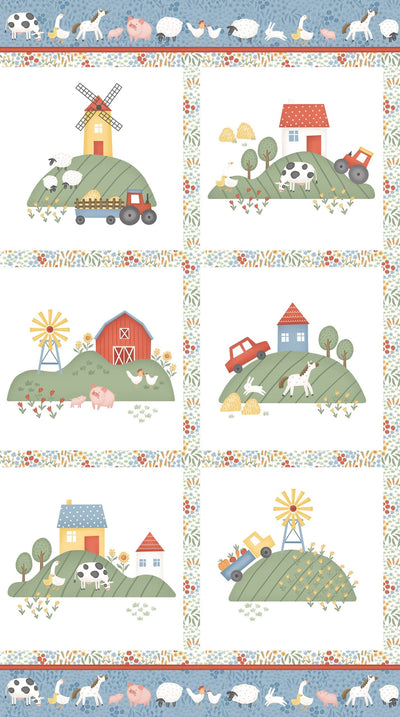 Northcott Quack Quack Moo Panel Quilting Cotton Fabric- White Multi