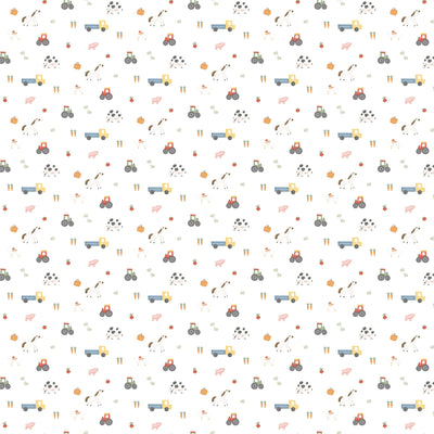 Northcott Quack Quack Moo Small Barnyard Quilting Cotton Fabric- White Multi