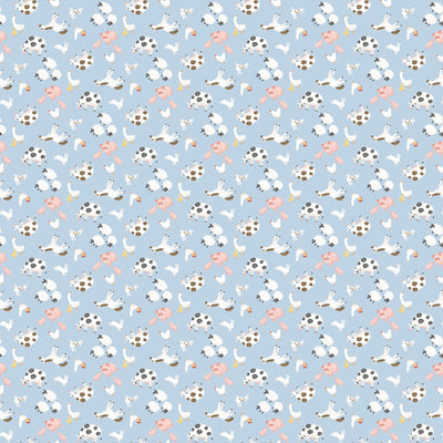 Northcott Quack Quack Moo Farm Animals Quilting Cotton Fabric- Blue Multi