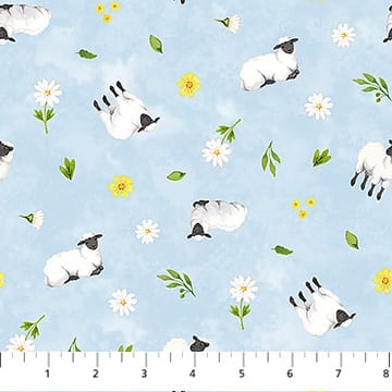 Northcott Counting Sheep Sheep Quilting Cotton Fabric- Blue Multi