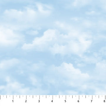 Northcott Counting Sheep Clouds Quilting Cotton Fabric- Blue Multi